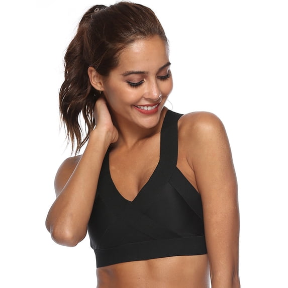 FANNYC Yoga Sports Adjustable Strappy Bra for Women Criss Cross Wirefree Bras Medium Support Yoga Workout Bra with Removable Cups