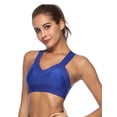 thumbnail image 1 of FANNYC Women's Strappy Longline Sports Bra Criss-Cross Back Medium Support Sports Bra For Yoga Running Active Gym Workout Fitness,Grey /Black/ Blue, 1 of 8