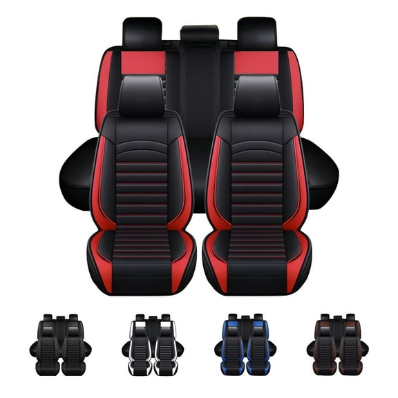 FANOTEK 5 Seat Car Seat Covers Universal Breathable PU Leather Automotive Seat Covers,Black
