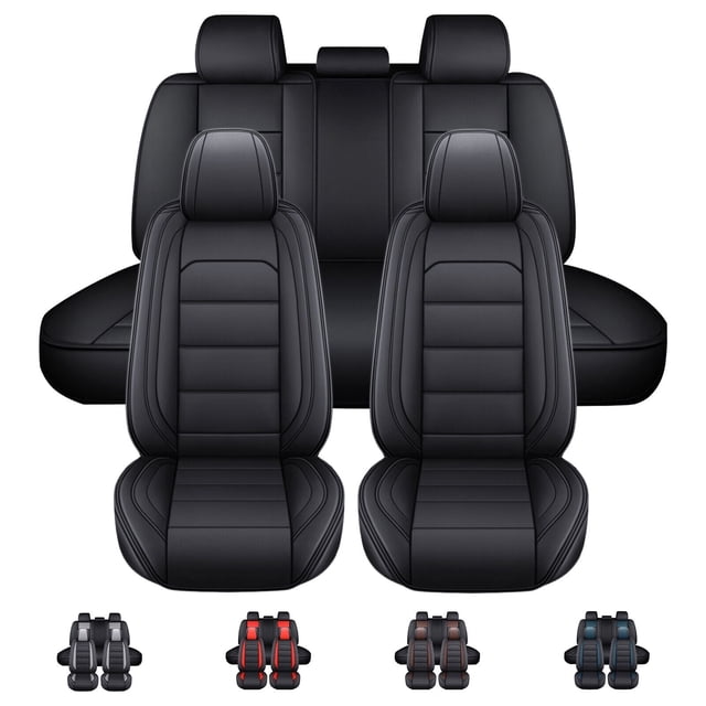 Foneso Full Set Faux Leather Car Seat Covers – Black, Fits Honda Accord Civic City CRV HRV, 5-Seats