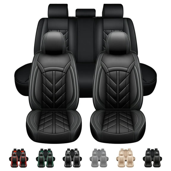 FANOTEK Black, Pu Leather, Waterproof, Automotive Seat Covers, 5 Pieces