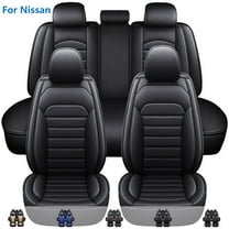 FANOTEK Black, Pu Leather, Waterproof, Front Rear Seat Covers, 5 Piece Count