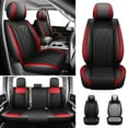 thumbnail image 1 of FANOTEK Black Red, Faux Leather, Wear-Resistant, Front Rear Seat Covers, 5 Pieces, 1 of 9