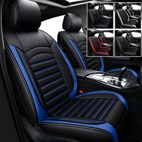 FANOTEK Black and Blue, Leather, Wear-resistant, Rear Seat Covers