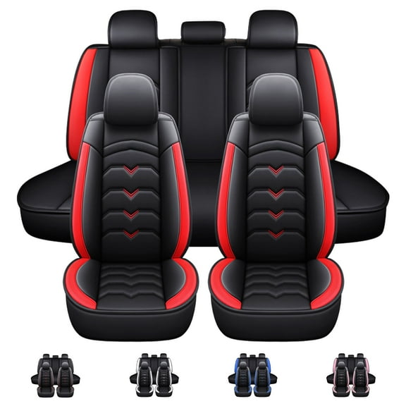 FANOTEK CR-V Balck Red, Leather, Waterproof, Durable, Seat Covers, 5 Pieces