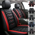 thumbnail image 1 of FANOTEK Car Seat Covers for 5 Seats Sedan SUV Universal Fit, Waterproof PU Leather Cushion Protector, Front Rear Full Set Black + Red, 1 of 16