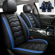 FANOTEK Custom Fit for Chevrolet Trax 2015-2021 Car Seat Cover, Breathable Faux Leather Full Set Seat Cushion with Airbag Compatible Black Blue