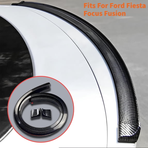 FANOTEK For Ford Fiesta Focus Fusion 4.9ft Rear Rubber Trunk Spoiler Carbon Fiber Black