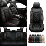 FANOTEK Red, PU Leather, Waterproof, Front Rear Seat Covers, 5 Piece Count