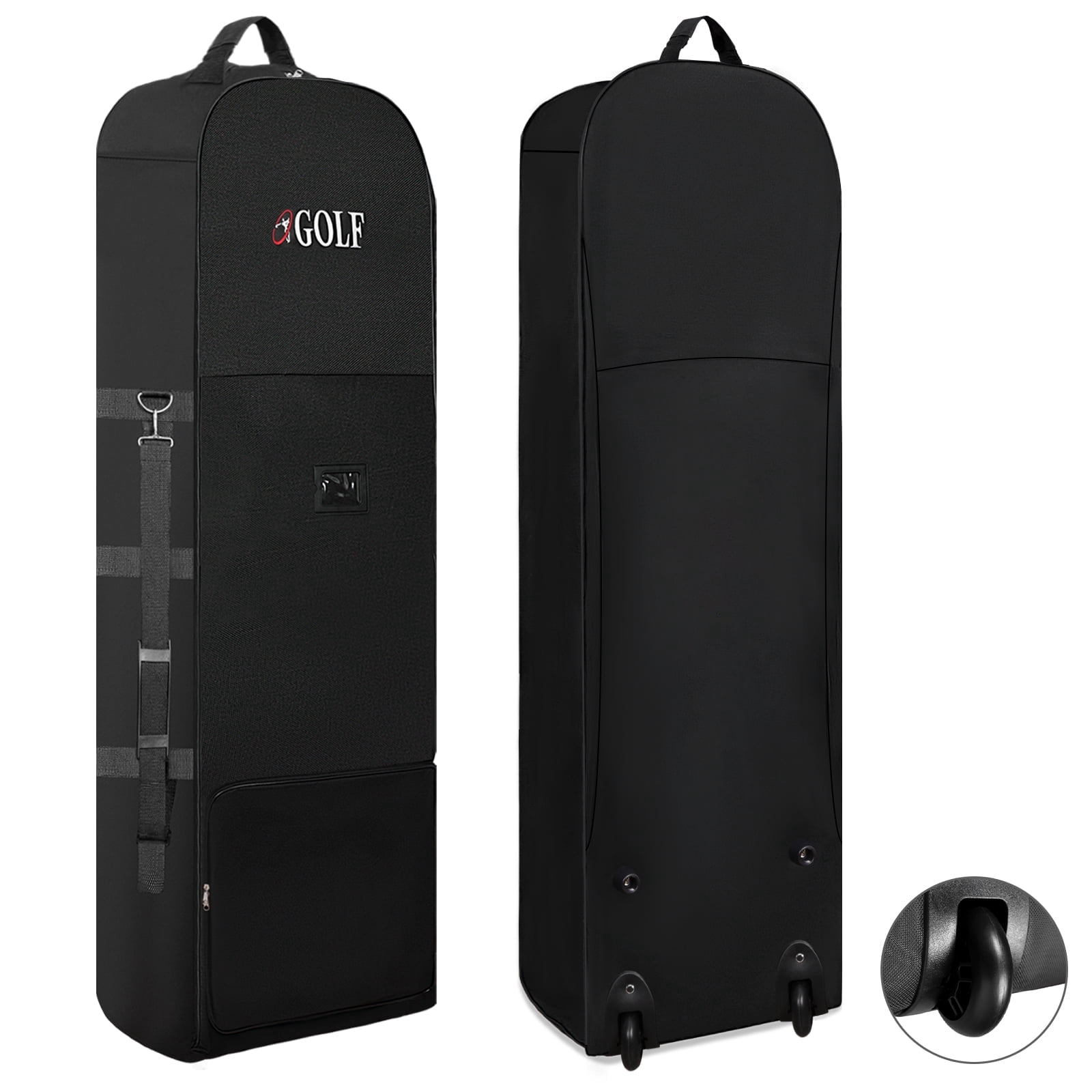 FANOTEK Rolling Golf Bag for Airlines, Golf Travel Bag with Wheels, 600D Waterproof Golf Club Bag Travel Case Foldable Black