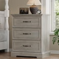 thumbnail image 1 of FANRAL 3 Drawer Farmhouse Nightstand,Wooden Bedside Table with Anti-Tip Safety,Storage End Table for Bedroom Living Room,Gray Night Stand, 1 of 6