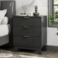 thumbnail image 1 of FANRAL 3 Large Drawer Nightstand,30" Tall Night Stand,24" Wide Side Table,Wood Fluted Bedside Table Modern End Table Small Dresser for Bedroom,Black Nightstand, 1 of 8