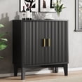 thumbnail image 1 of FANRAL 30" Wide Fluted Sideboard Buffet Cabinet with 2 Doors,Adjustable Shelves,X-Shaped Base Mid Century Modern Storage for Kitchen Living Room Dining Room,Black Storage Cabinet, 1 of 7
