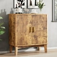 thumbnail image 1 of FANRAL 30" Wide Fluted Sideboard Buffet Cabinet with 2 Doors,Adjustable Shelves,X-Shaped Base Mid Century Modern Storage for Kitchen Living Room Dining Room,Brown Storage Cabinet, 1 of 7