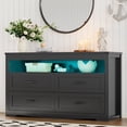 thumbnail image 1 of FANRAL 4 Drawers Dresser & Open Shelf for Bedroom,Modern Wooden Chest of Drawers with LED Light,Storage Organizer Dresser for Closet,Black Dresser, 1 of 7