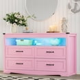thumbnail image 1 of FANRAL 4 Drawers Dresser & Open Shelf for Bedroom,Modern Wooden Chest of Drawers with LED Light,Storage Organizer Dresser for Closet,Pink Dresser, 1 of 7