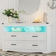thumbnail image 1 of FANRAL 4 Drawers Dresser & Open Shelf for Bedroom,Modern Wooden Chest of Drawers with LED Light,Storage Organizer Dresser for Closet,White Dresser, 1 of 7