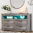 thumbnail image 1 of FANRAL 4 Drawers Dresser & Open Shelf for Bedroom,Modern Wooden Chest of Drawers with LED Light,Storage Organizer Dresser for Closet,Wood Dresser, 1 of 7