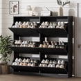 thumbnail image 1 of FANRAL 6 Flip Drawer 12 Tier Shoe Storage Cabinet,Wooden Shoe Rack Organizer,Hidden Shoe Storage Narrow Shoe Closet for Entryway,Black, 1 of 8