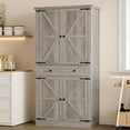 thumbnail image 1 of FANRAL 70” Tall Pantry Organizers and Storage Cabinet with Barn Doors & Drawers,Adjustable Shelf,Tall Pantry for Kitchen Dining Room Living Room Bedroom,Gray Pantry Cabinet, 1 of 8