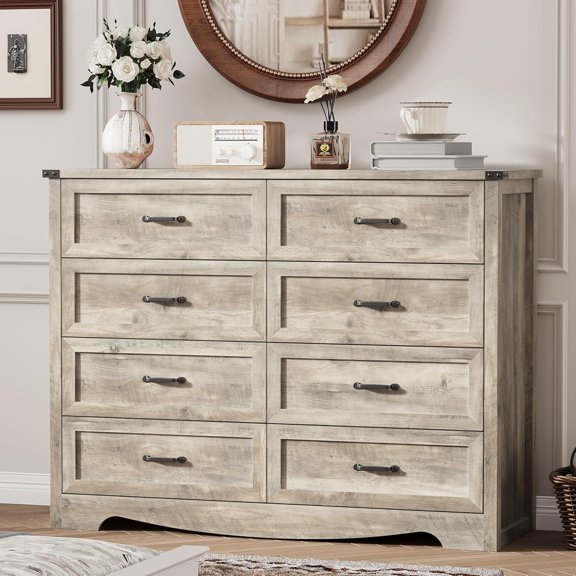 FANRAL 8 Drawers Dresser for Bedroom,Modern Wooden Chest of Drawers,Storage Organizer Dresser for Closet,Wood Dresser