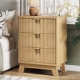 thumbnail image 1 of FANRAL Fluted 3 Drawer Nightstand,Modern Bedside Table with Anti-Tip Safety Design,Wood End Table for Bedroom Living Room,Natural Oak Night Stand, 1 of 7