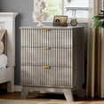 thumbnail image 1 of FANRAL Fluted Nightstand with Charging Station,Modern Bedside Table with Drawers,Wood End Table Small Dresser for Bedroom Living Room,Gray Night Stand, 1 of 7