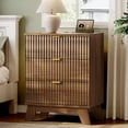 thumbnail image 1 of FANRAL Fluted Nightstand with Charging Station,Modern Bedside Table with Drawers,Wood End Table Small Dresser for Bedroom Living Room,Walnut Night Stand, 1 of 7