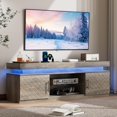 thumbnail image 1 of FANRAL Led TV Stand for Living Room,Bedroom TV Stand for 65 inch TV,Modern Entertainment Center,Wood TV Stand TV Cabinet with Power Outlet & Rgb Led Lights & Adjustable Glass Shelf,Gray, 1 of 9