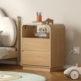 thumbnail image 1 of FANRAL Modern 2 Drawer Nightstand with Charging Station,Wooden Bedside Table with Curved Silhouette & Metal Handles,Natural Oak Night Stand, 1 of 6