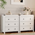 thumbnail image 1 of FANRAL Nightstand Set of 2,3 Large Drawer,29.5" Tall Night Stand,27.5" Wide Side Table,Wood Bedside Table Modern End Table,Small Wide Dresser for Bedroom,White Nightstand, 1 of 7