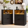 thumbnail image 1 of FANRAL Nightstand Set of 2,LED Nightstands with Charging Station,Fluted Design Bedside Table with RGB LED Lighting,Mid Century Modern Small Dresser with Storagee,Black Night Stand, 1 of 8