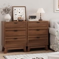 thumbnail image 1 of FANRAL Set of 2 Fluted 3 Drawer Nightstands,Modern Bedside Tables with Anti-Tip Safety Design,Wood End Tables for Bedroom Living Room,Walnut Night Stand, 1 of 7