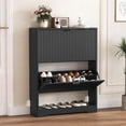 thumbnail image 1 of FANRAL Shoe Cabinet with 2 Flip Drawers & Open Storage,Fluted Shoe Storage Cabinet Rack Organizer with Adjustable Shelves for Entryway,Closet,Hallway,Black, 1 of 8