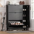 thumbnail image 1 of FANRAL Shoe Cabinet with Fluted Flip Drawers and Side Cabinet,Large Shoe Storage Organizer for Entryway, Wooden Shoe Rack Taller Shoes Boots Shoe Shelf,Black, 1 of 7