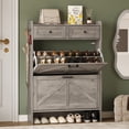 thumbnail image 1 of FANRAL Shoe Cabinet with 2 Flip Drawer & 2 Storage Drawer,Farmhouse Narrow Shoe Rack with Adjustable Shelve & Hook for Entryway,Hallway,Gray, 1 of 10