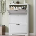 thumbnail image 1 of FANRAL Shoe Cabinet with 3 Flip Drawers,Adjustable Shelves Wooden Slim Shoe Storage Cabinet and Rack for Entryway,White, 1 of 8