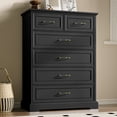 thumbnail image 1 of FANRAL Tall Dresser for Bedroom with 6 Drawers Chest of Drawers,Wooden Dresser Storage Cabinet with Metal Handles,Black Dresser, 1 of 8