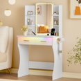 thumbnail image 1 of FANRAL Vanity Desk with LED Lighted Mirror and Power Outlet,Makeup Vanity Table with Storage Drawers,3 Lighting Modes and Adjustable Brightness,Dressing Table for Bedroom,White Vanity, 1 of 7