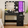 thumbnail image 1 of FANRAL Vanity Desk with RGB Ambient Light,LED Mirror & Charging Station,Small Dressing Table with Glass Cabinet & Ample Storage for Bedroom Grooming,Black Vanity, 1 of 8