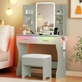 thumbnail image 1 of FANRAL Vanity Set with Mirror and Lights,31.5" Small Vanity Bedroom Vanity Desk,Makeup Vanity with Chair & Drawers & Power Outlet,Green Vanity, 1 of 7