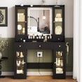 thumbnail image 1 of FANRAL 41.5" Large Vanity with Mirror and Lights,Makeup Vanity with RGB Cabinets & Charging Station,Black Vanity, 1 of 7