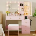 thumbnail image 1 of FANRAL Vanity Set with Mirror and Lights,Makeup Vanity Desk with Drawers & Chair & Jewelry Storage Cabinet,Pink Vanity, 1 of 8