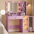 thumbnail image 1 of Fanral Vanity Set With Mirror And Lights,Makeup Vanity With Rgb Storage Cabinet & Charging Station,Dressing Desk For Women Bedroom,Purple Vanit, 1 of 7
