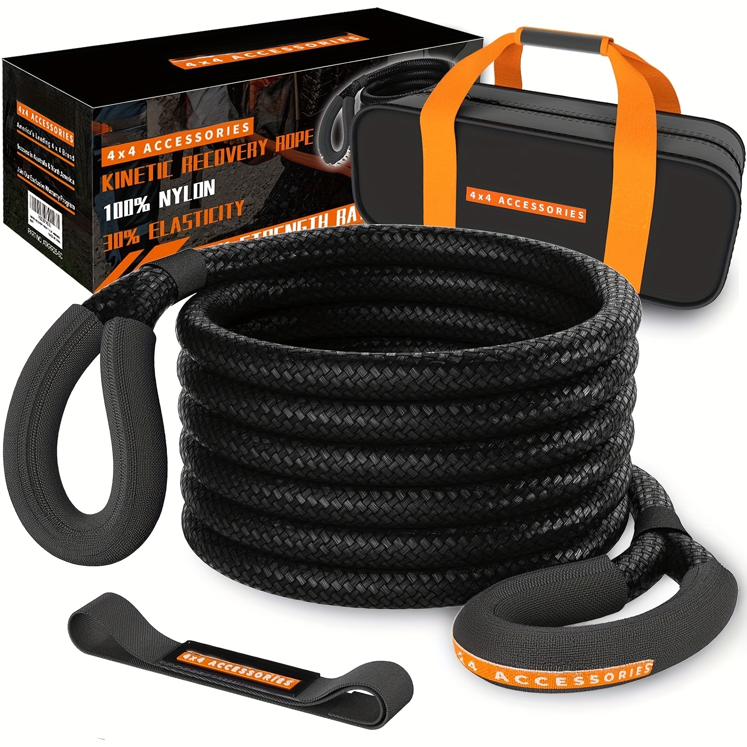 Rugged Ridge Traction Rope FANRUINA 1in X 30ft Kinetic Recovery Rope Extreme Duty 48, 000 Lbs ...