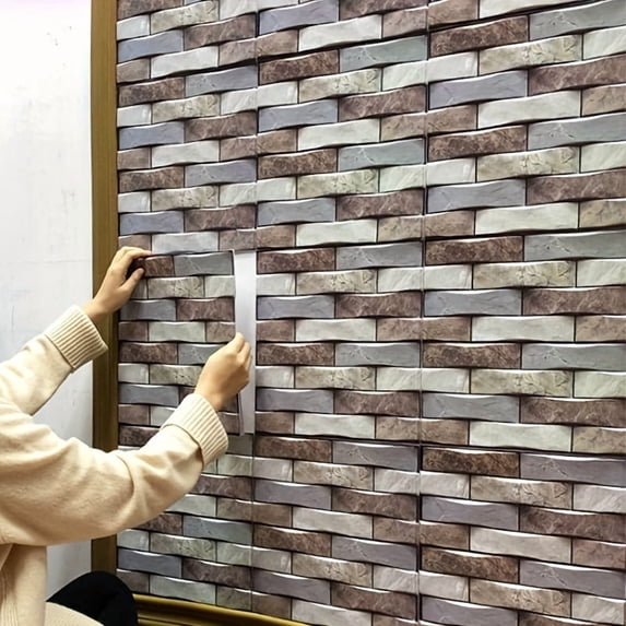 FANRUINA 20-Pack 3D PVC Self-Adhesive Geometric Wall Panels - Plastic ...