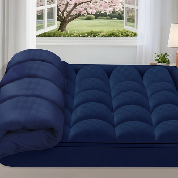 FANRUINA Extra Thick Cooling Mattress Topper - Overfilled Down Alternative Pillow Top with Baffle Box Design, Plush & Support, Fits 8-21 Inch Deep Pocket, Machine Washable Polyester, White