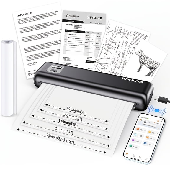 FANRUINA F82A A4 Portable Thermal Printer: Wireless Mobile Printer, USB Compatible, Supports iOS/Android/Windows/Mac, Compact for Office & Travel