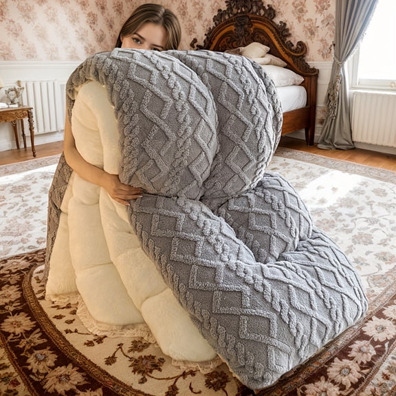 FANRUINA Luxurious Taffeta Comforter Soft Thick Warm Machine Washable Thickened Quilt Perfect For Bedroom Guest Room Hotel Use King Queen Size Christmas Gifts