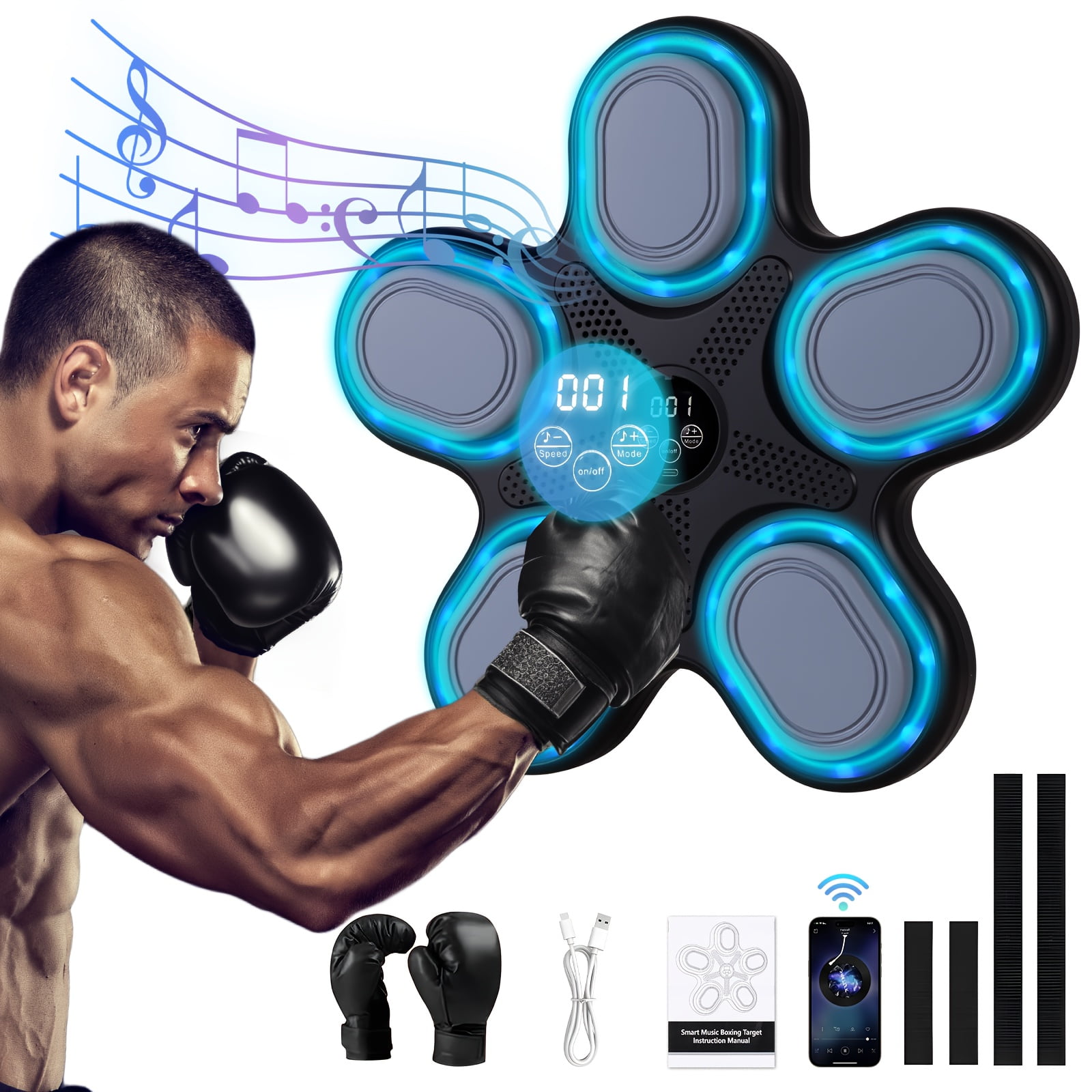 FANRUINA Music Boxing Machine with Boxing Gloves, Workout Equipment ...